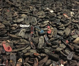 Piles of taken shoes
